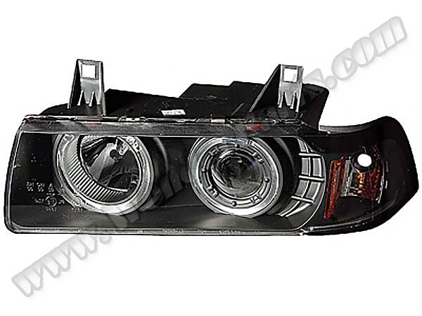 Bmw E36  Komple Far  Sol; (Kristal Siyah, Mercekli) Siyah Sinyal - Sedan- 1991-98 | WENDER