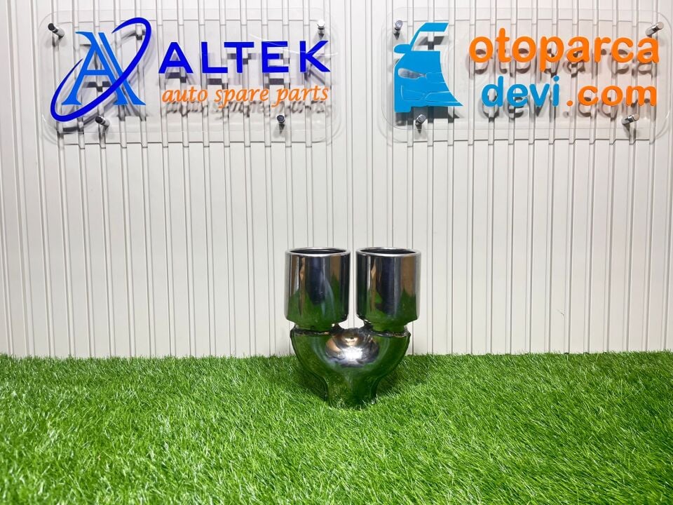 EGZOZ UCU 90 MM FULL KROM ÇİFT ÇIKIŞ  DÜZ KESİM