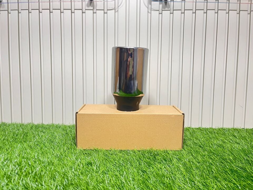 EGZOZ UCU 90MM TEK ÇIKIŞ KROM DÜZ KESİM